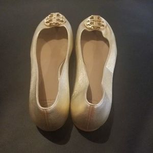 Tory Burch Gold Flats, size 10